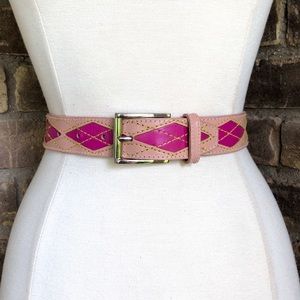 Express Belt S Leather Pink Argyle